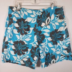 Speedo Swim Board Shorts Hawaiian Tropical Sz L Blue